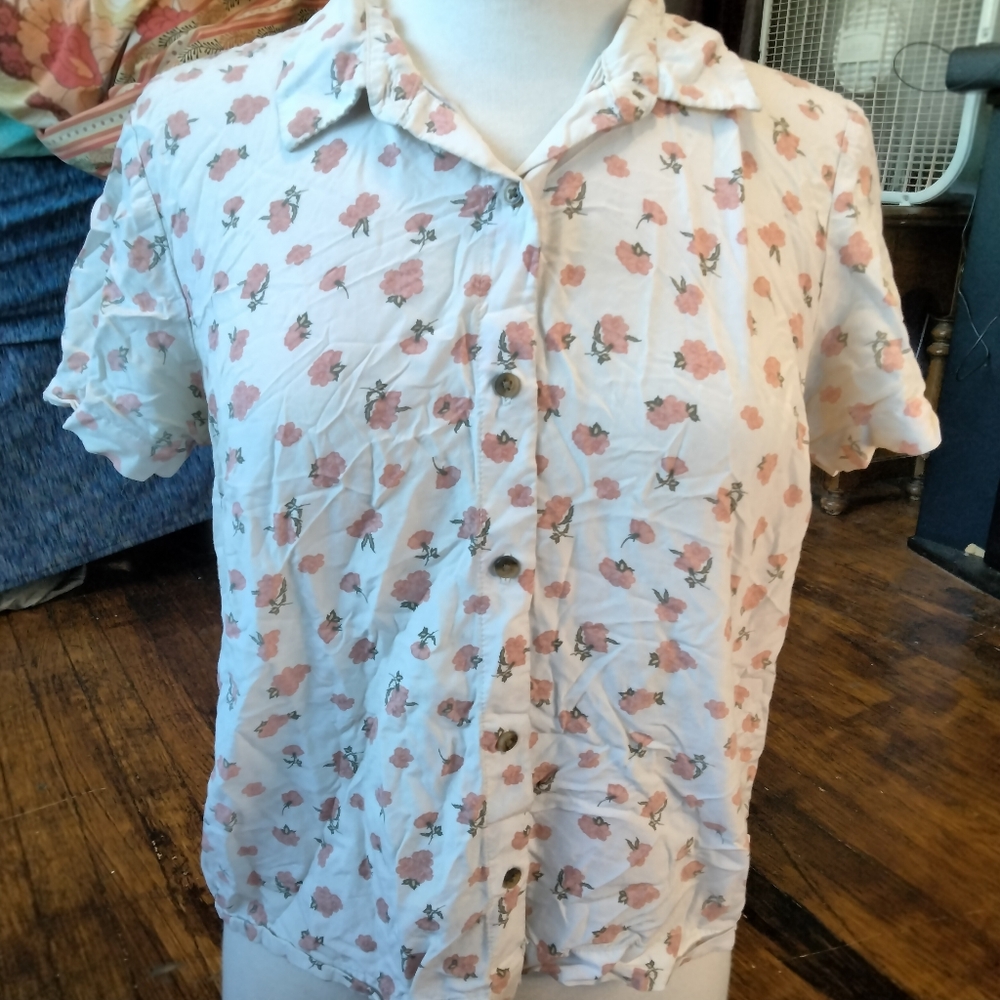 Floral Button Up Vans Shirt Size M